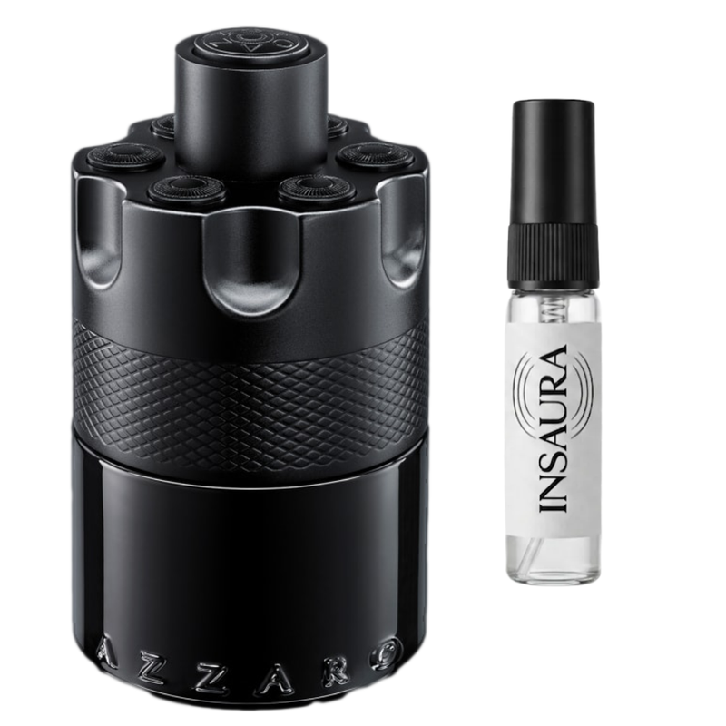 Azzaro The Most Wanted EDP Intense perfume bottle with 5ml decant spray, INSAURA