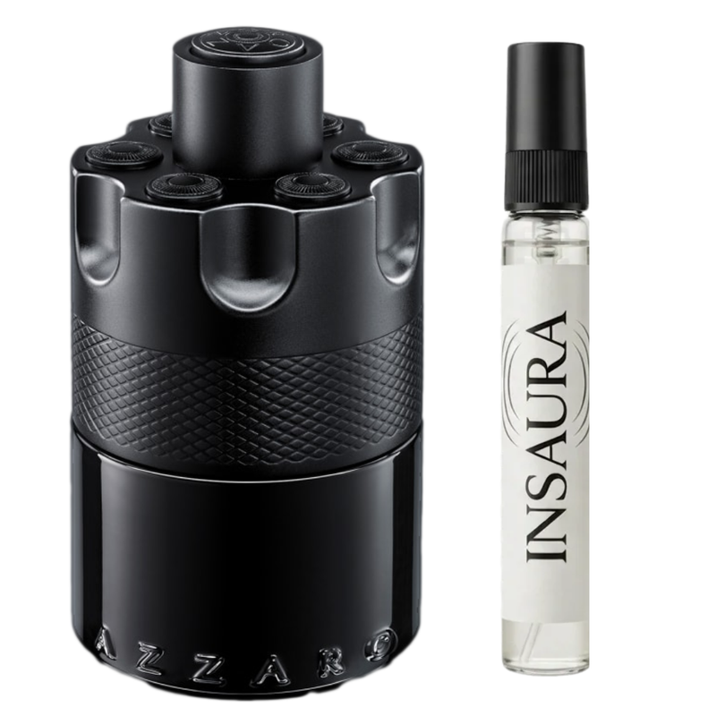 Azzaro The Most Wanted EDP Intense perfume bottle with 10ml decant spray, INSAURA