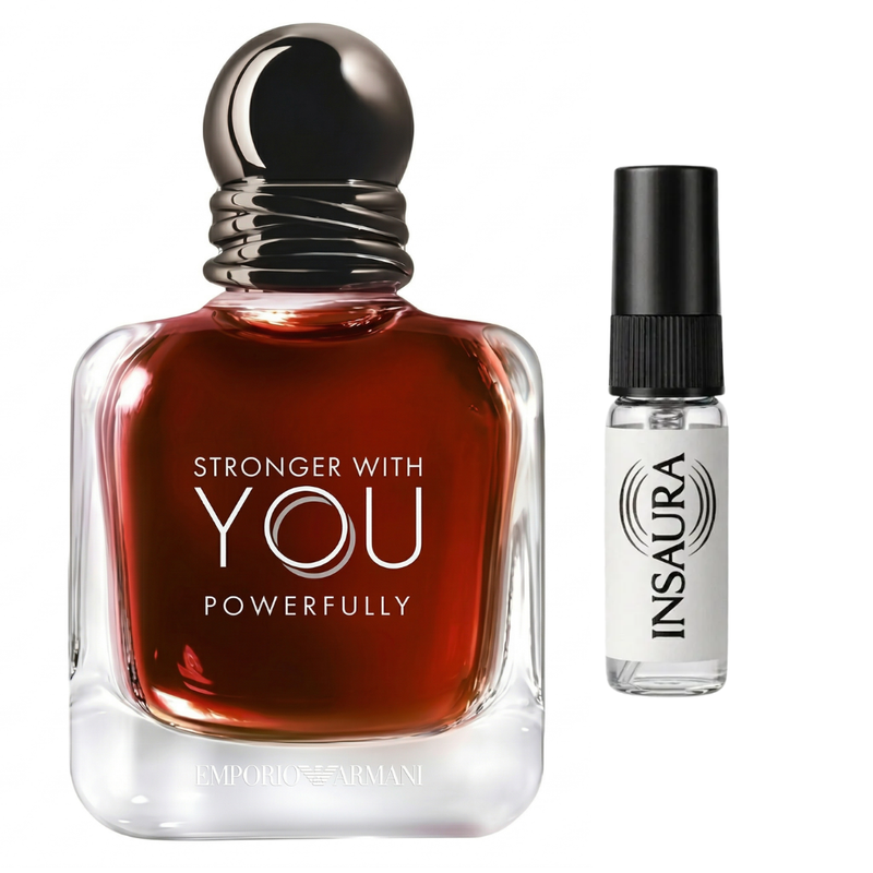Emporio Armani Stronger With You Powerfully perfume bottle with 2ml decant spray, INSAURA