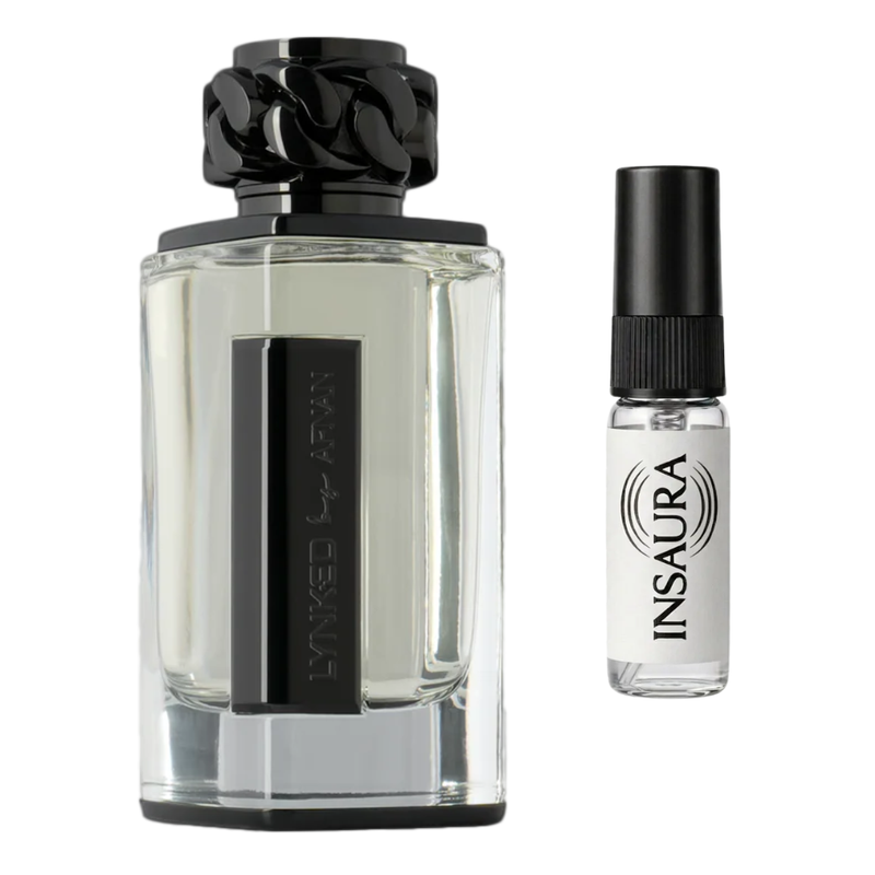 Afnan Lynked Freedom perfume bottle with 2ml decant spray, INSAURA