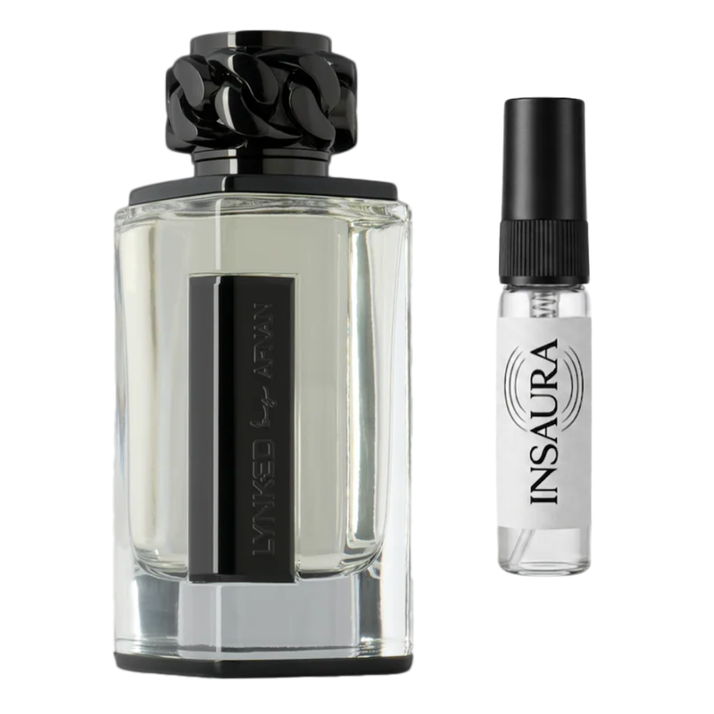 Afnan Lynked Freedom perfume bottle with 5ml decant spray, INSAURA