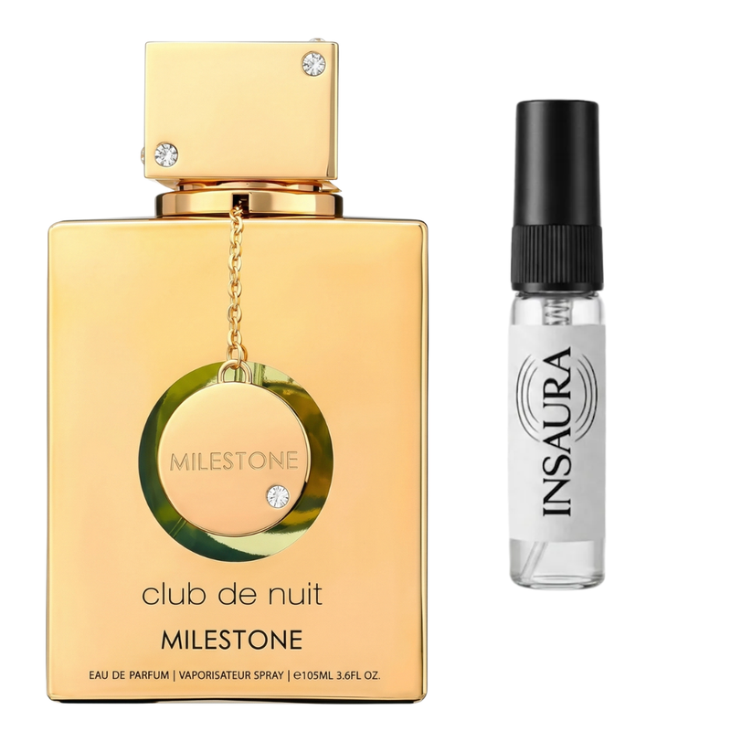 Armaf Club de Nuit Milestone perfume bottle with 5ml decant spray, INSAURA
