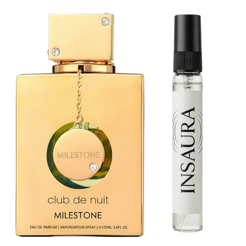 Armaf Club de Nuit Milestone perfume bottle with 10ml decant spray, INSAURA