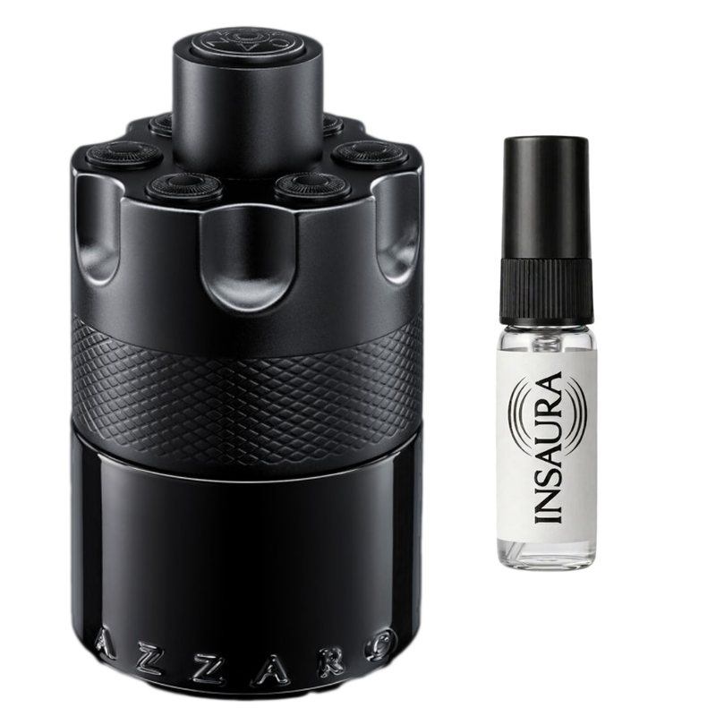 Azzaro The Most Wanted EDP Intense perfume bottle with 2ml decant spray, INSAURA