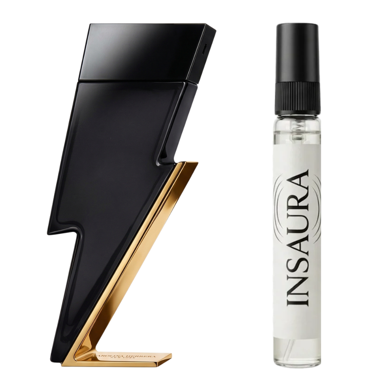 Carolina Herrera Bad Boy perfume bottle with 10ml decant spray, INSAURA