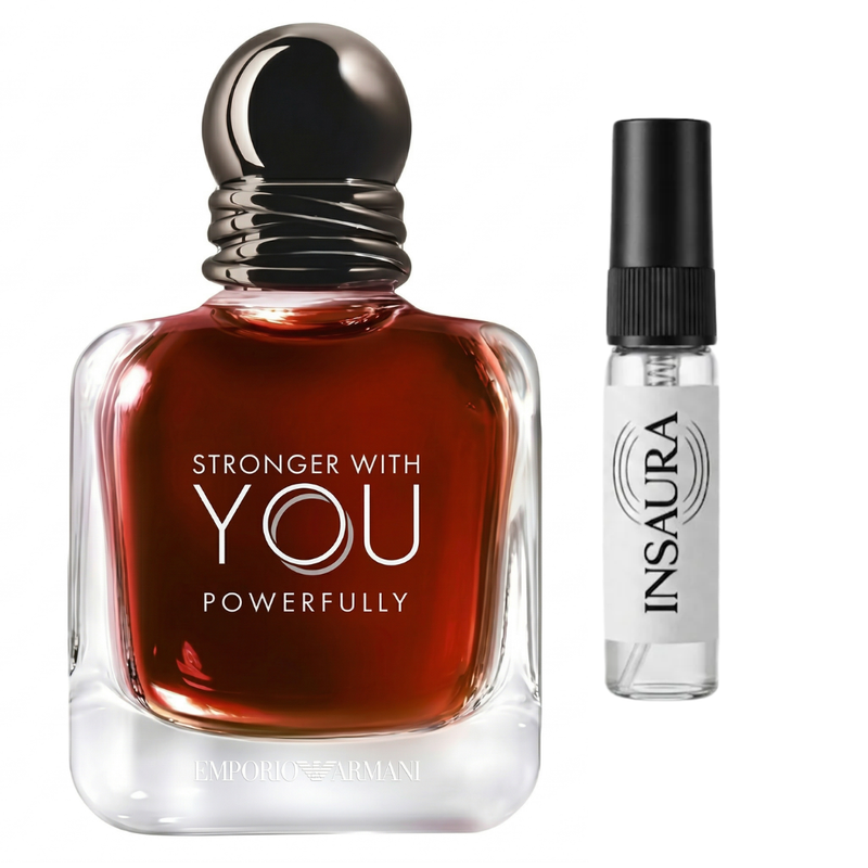 Emporio Armani Stronger With You Powerfully perfume bottle with 5ml decant spray, INSAURA