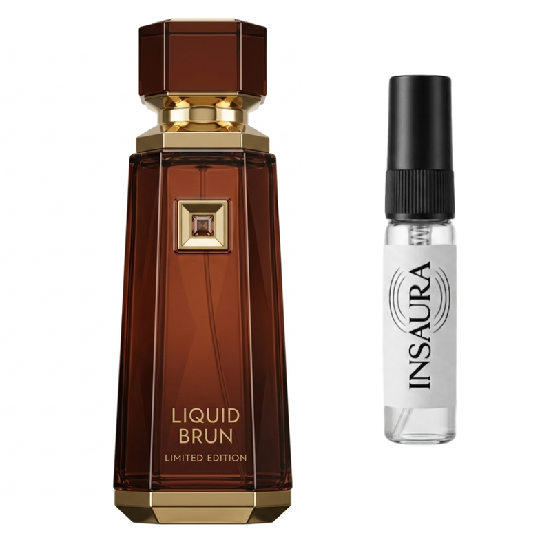 French Avenue Liquid Brun Limited Edition perfume bottle with 5ml decant spray, INSAURA