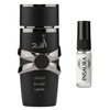 Lattafa Asad Elixir perfume bottle with 2ml decant spray, INSAURA
