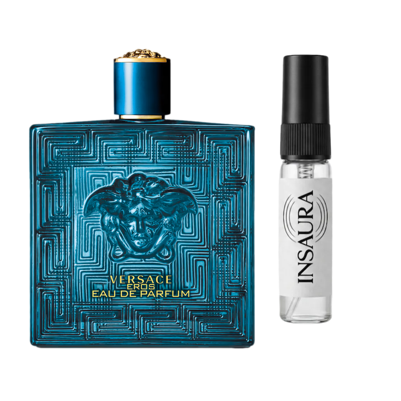 Versace Eros Eau de Parfum perfume bottle with 5ml decant spray, INSAURA